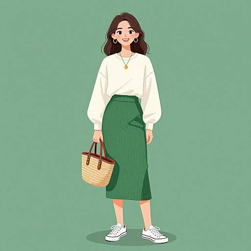 Smiling Woman in Casual Chic Outfit