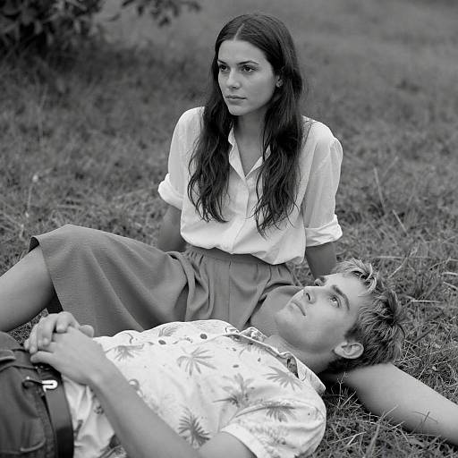 Relaxed Outdoor Moment in Black-and-White