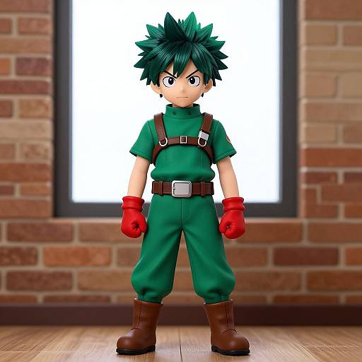 Young Boy in Deku Hero Costume
