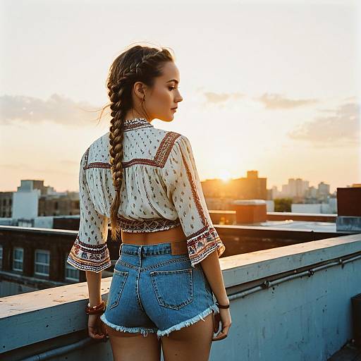 Rooftop Twist Braids Golden Hour Editorial