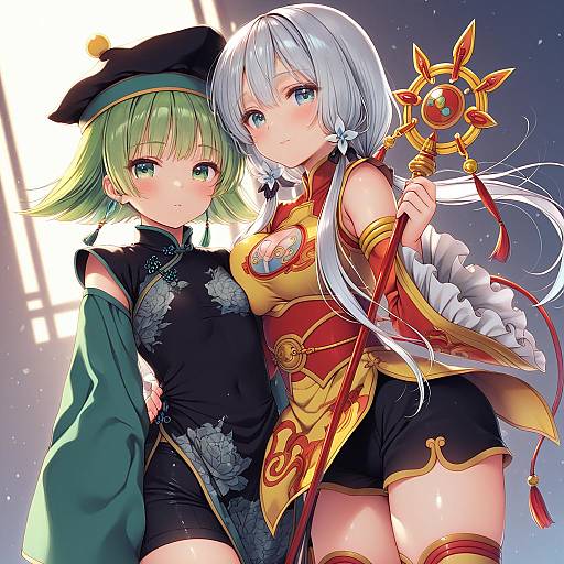 Illustration of Dragon kid, tiger & bunny in the style of Sazaki ichiri