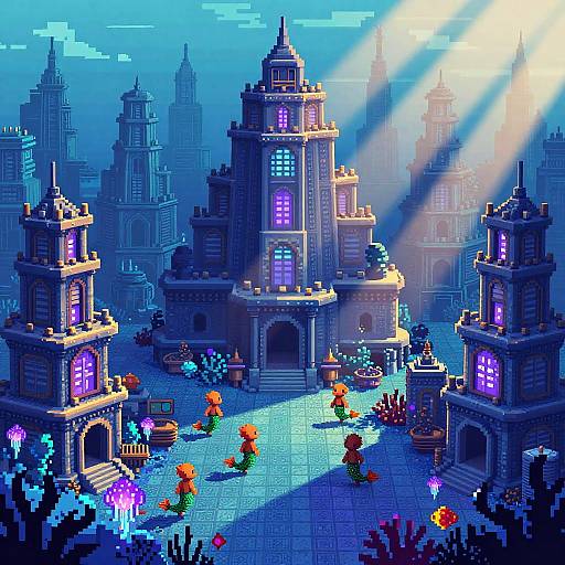 Pixel Art Underwater Coral City