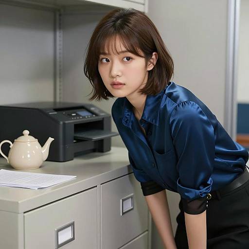 Elegant Woman in Modern Office Setting