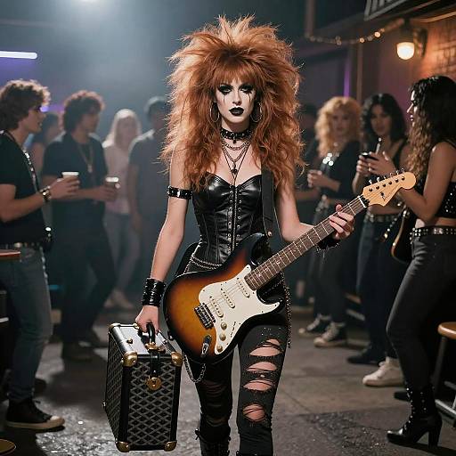 1980s Glam Metal Siren Portrait