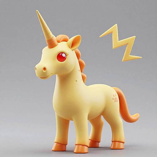 Yellow and Orange Toy Unicorn with Red Eyes