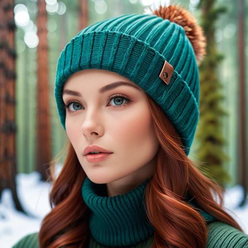 Elegant Woman in Snowy Forest Portrait