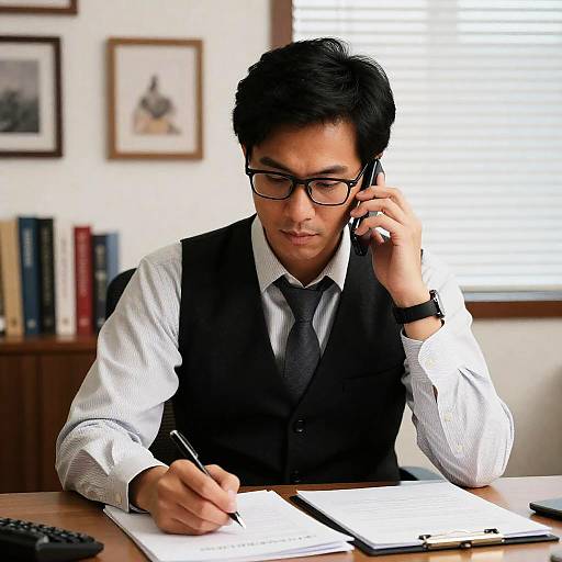 Focused Professional in an Office Setting