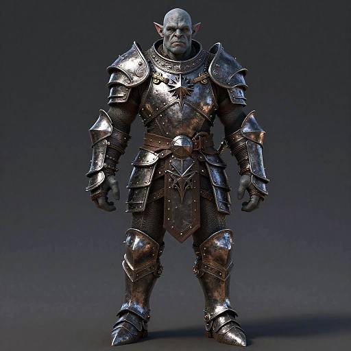 Realistic Male Orc in Ornate Iron Armor