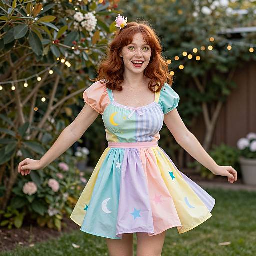 Playful Redhead Dancing in Garden