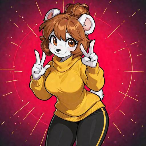 Playful Anthropomorphic Bear Girl in Action