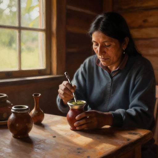 Rustic Gaúcho Preparing Yerba Mate