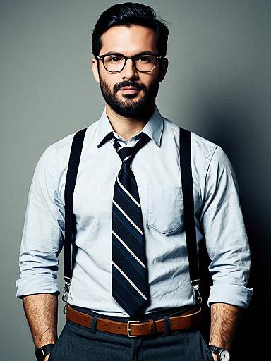 Man in Smart Casual Outfit with Suspenders