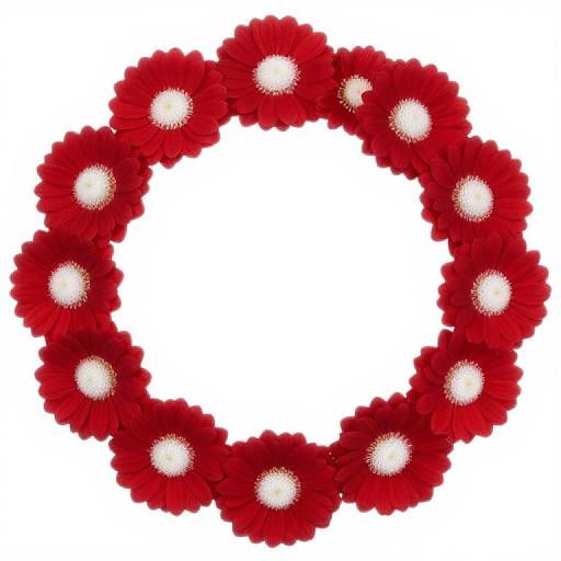 Symmetrical Red Daisy Floral Border