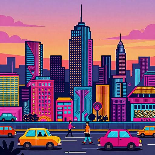 Popart Cityscape with Neon Vibes
