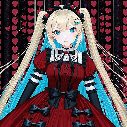 Illustration of Akai haato (gothic lolita), hololive in the style of Kloah