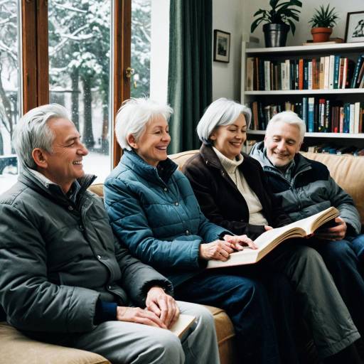 Seniors Reading Together on Couch