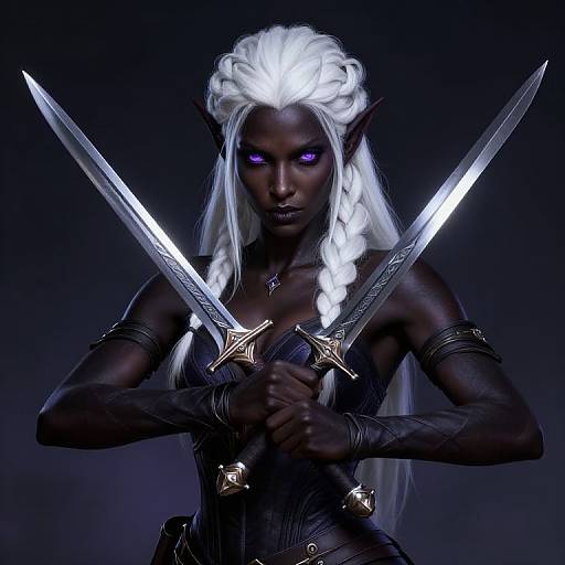 Fierce Female Drow Warrior Portrait