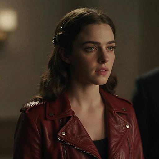 Young Woman in Red Leather Jacket Cinematic Portrait