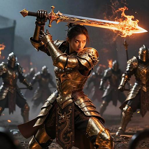 Fantasy Female Warrior Charging Battle