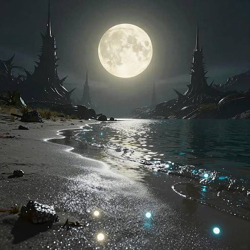 Futuristic Alien Landscape at Night