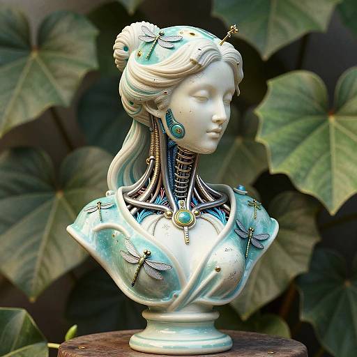 Colorful Biomechanical Porcelain Bust