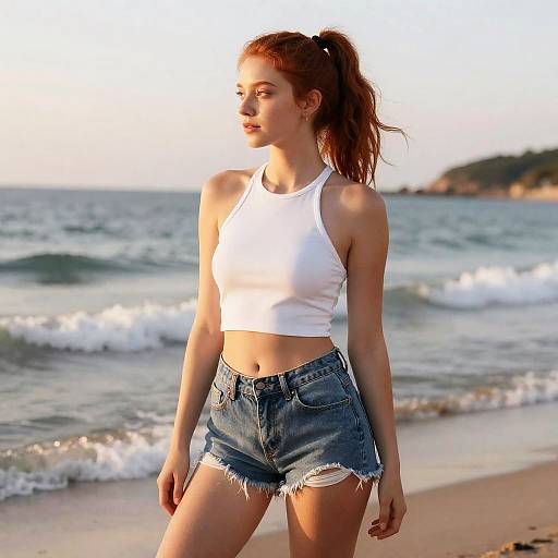 Sunset Beachwear Snapshot of a Redhead