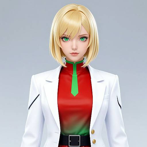 Futuristic Anime Woman in White Blazer