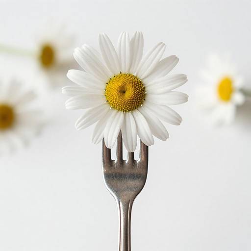 Daisy on Fork: A Minimalist Floral Shot