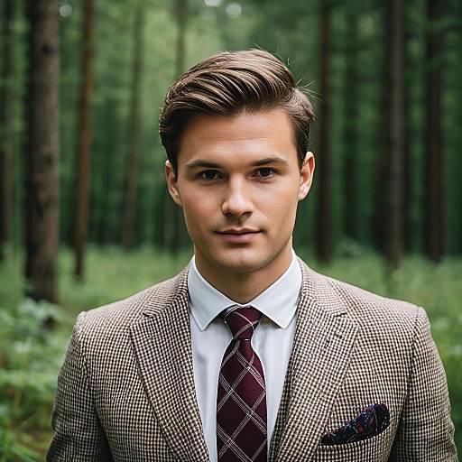 Confident Man in Checkered Suit Outdoor Portrait