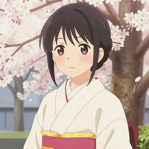 Shy Japanese Girl in Kimono