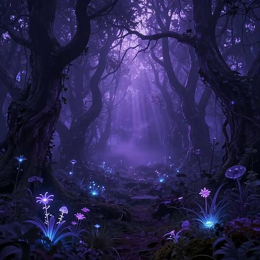 Enchanted Dark Purple Twilight Forest