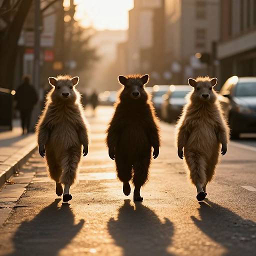 Anthropomorphic Animals in Golden Dusk