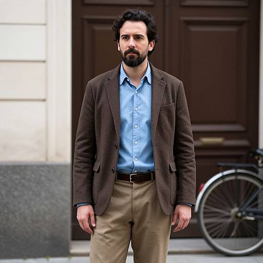 Man in Casual Outfit by Building