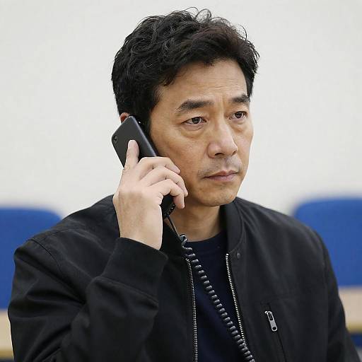 Serious Middle-Aged Man with Phone