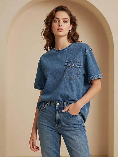 Oversized Denim Shirt Fashion Portrait