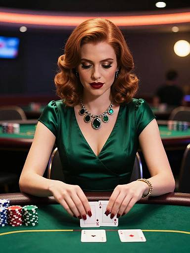 Mysterious Woman Playing Poker
