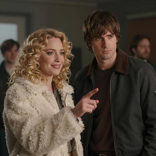 Two People in Dimly Lit Room