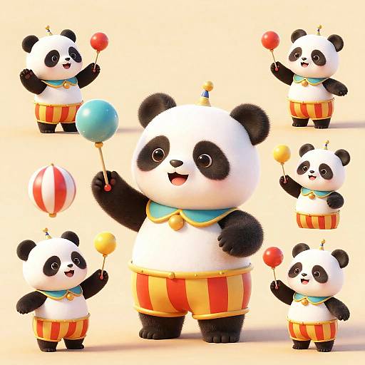 Playful Baby Panda Circus Performers