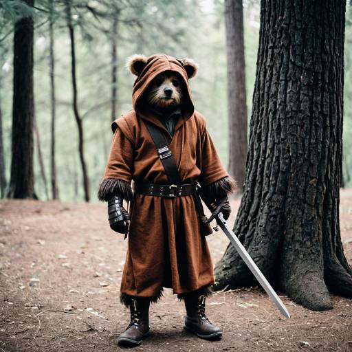 Adult Ewok Costume with Sword in Forest