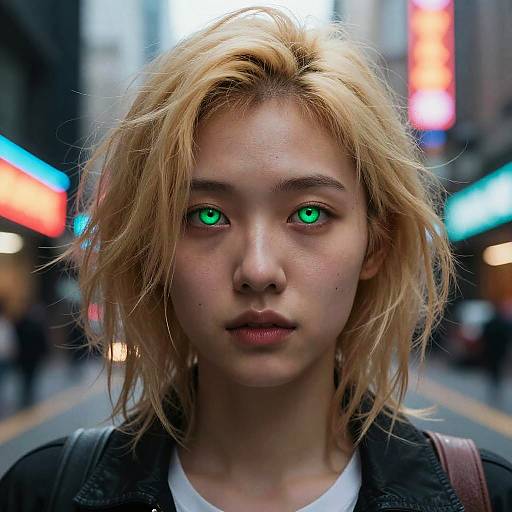 Cyberpunk Portrait with Neon Reflections