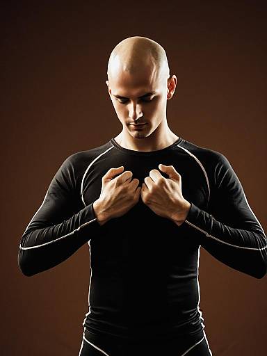 Bald Male Dance Exercise, Hands Interlocked