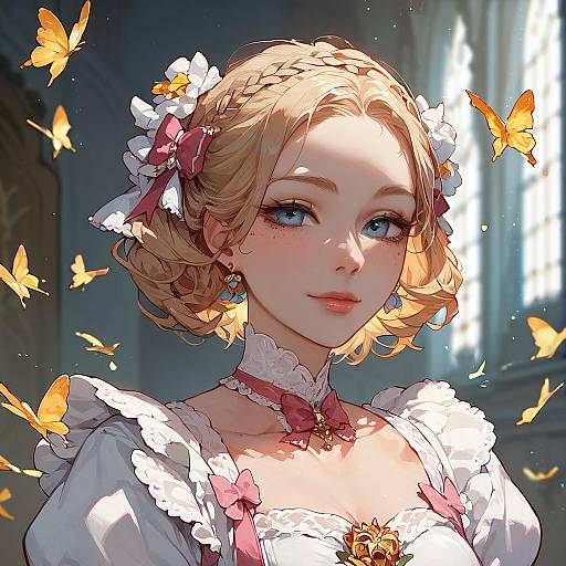 Beatrice in Castle with Yellow Butterflies