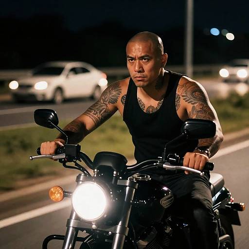 Intense Motorcycle Ride at Night