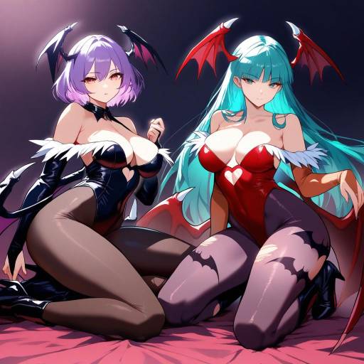 Demon Sisters in Bat-Themed Attire