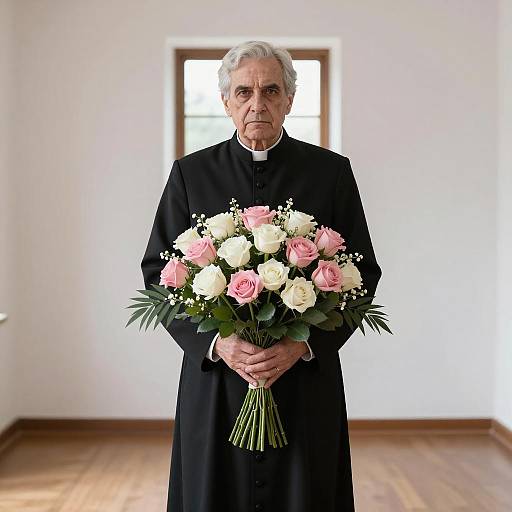 Elderly Man in Funeral Dress Portrait