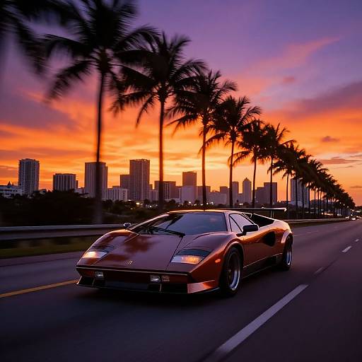 Countach Miami Sunset Highway Speed