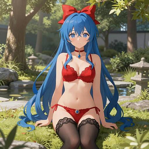 Serene Anime Girl in Zen Garden