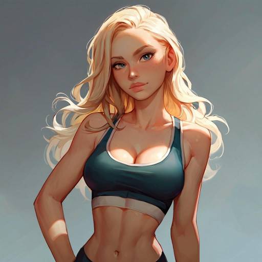 Blonde Girl in Crop Top and Sports Bra