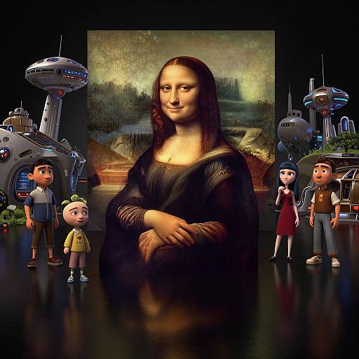 Digital artwork blending Leonardo da Vinci's 