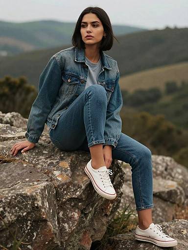 Moody Denim Portrait on Rocky Outcrop